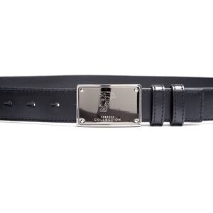Versace Black Belt with Silver Buckle 40”